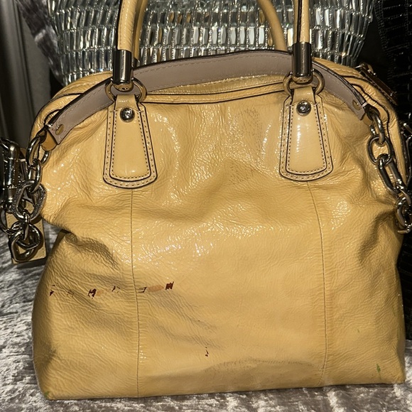 Coach Kristin Yellow Patent Leather Satchel Shoulder Bag - Picture 2 of 16